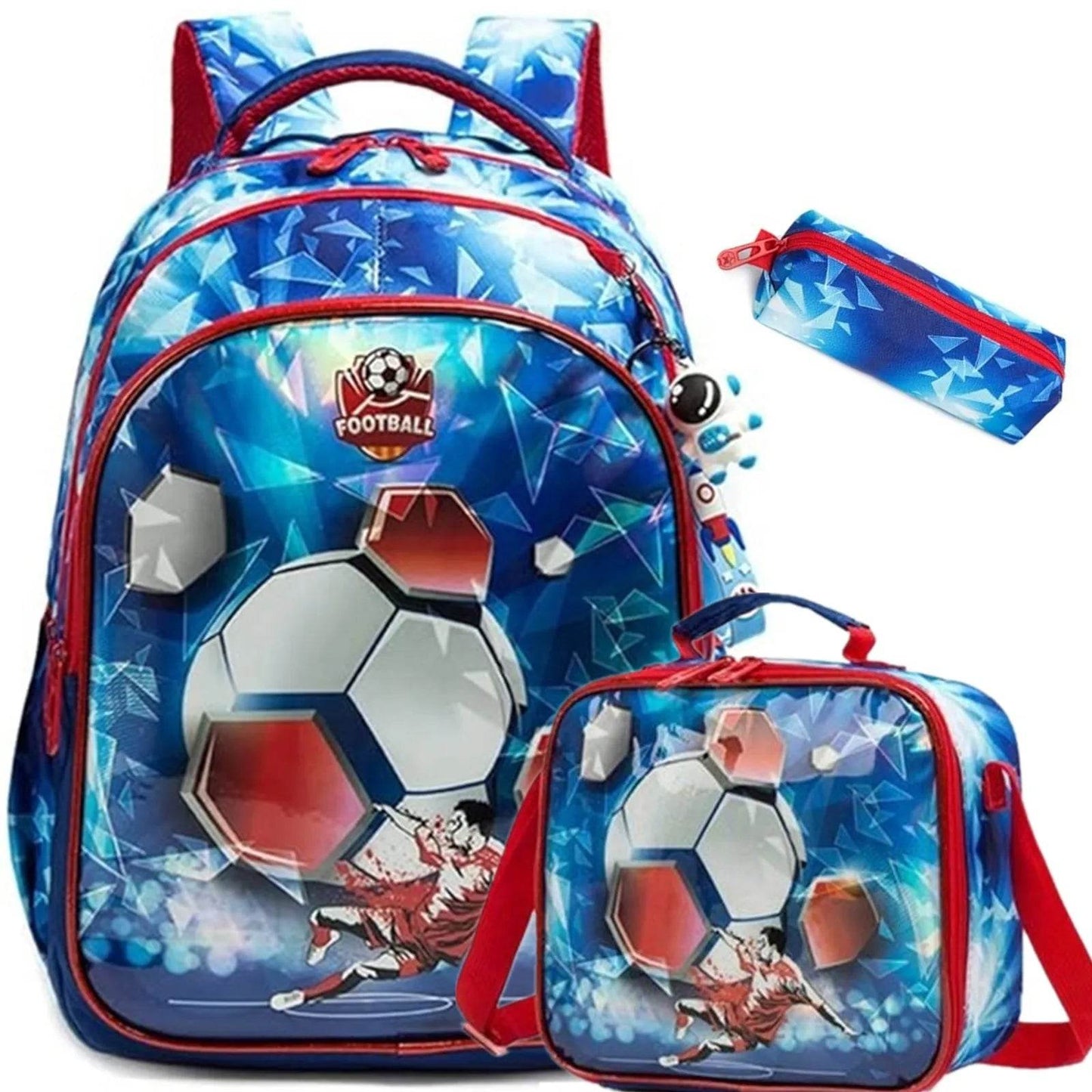 3PCS Boys School Backpack Set with Lunch Bag and Pen Case Durable Elementary Kids Bookbag Lightweight Mochila Back to School Bag - AIAZ