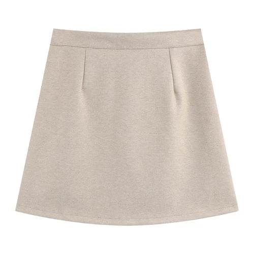 Skirts Women Solid A-line Sexy Prevalent Zipper Mini Skirts Daily Minimalist Fall Basic Street Style Korean Above Knee Clothes - AIAZ