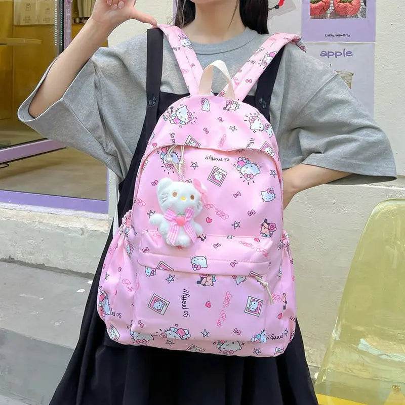 Hello Kitty backpack for junior high school students cute cartoon fashion school bag large capacity school bag for women - AIAZ