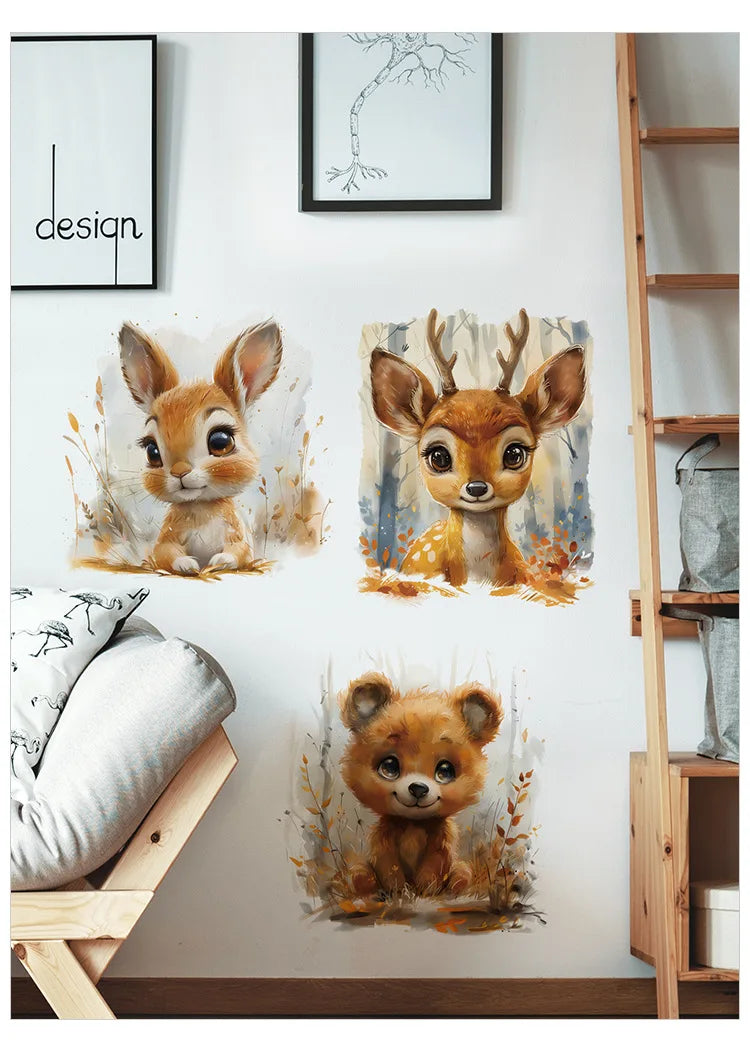 Animal Vinyl Tile Child Wall Sticker For Baby Kids Room Decoration Adhesive Wallpaper Bedroom Accessories Wall Decor Home Decor
