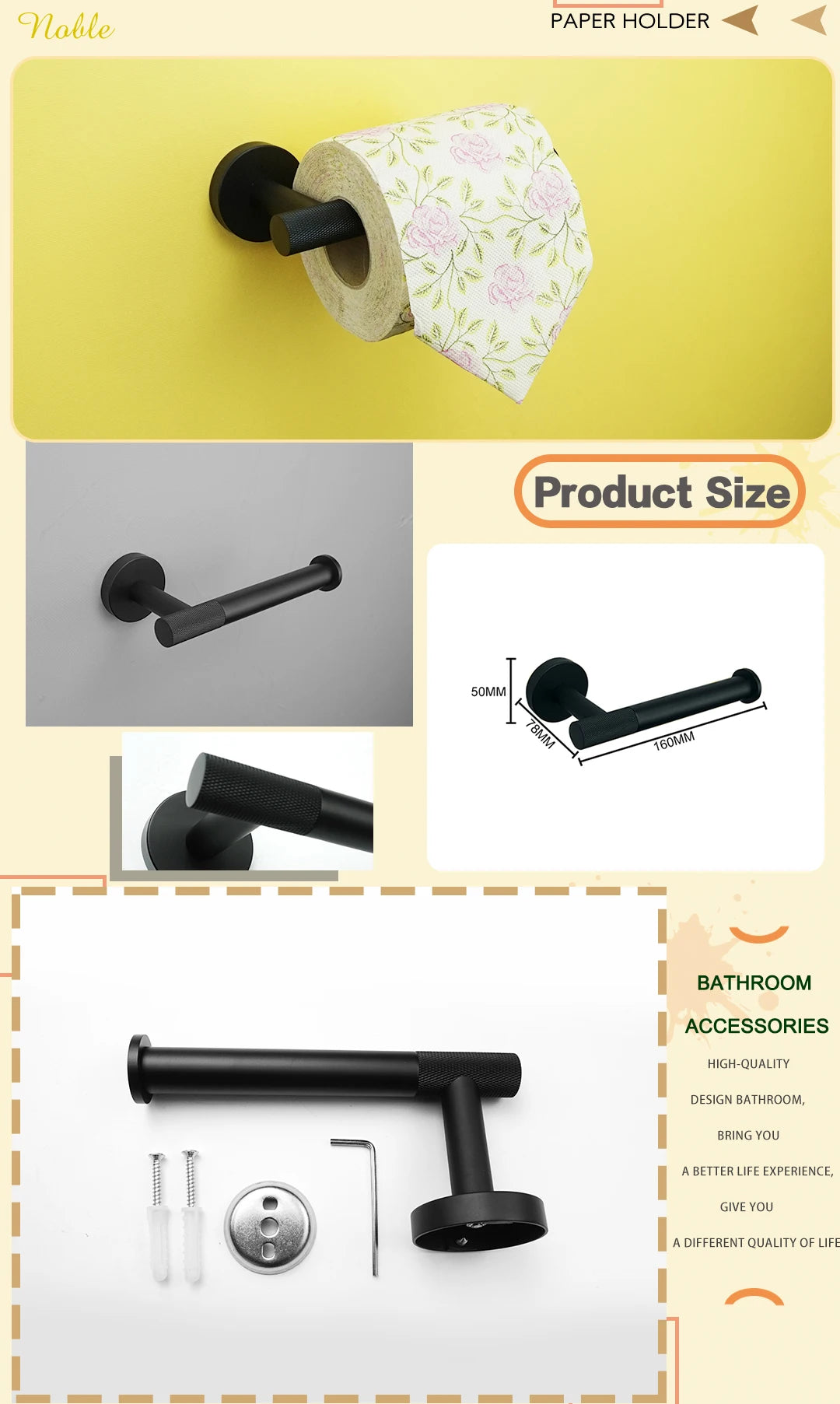 Brushed Gold Stainless Steel Wall Mount Towel Bar Towel Ring Paper Holder Bathrobe Hook Toilet Brush Bathroom Accessories