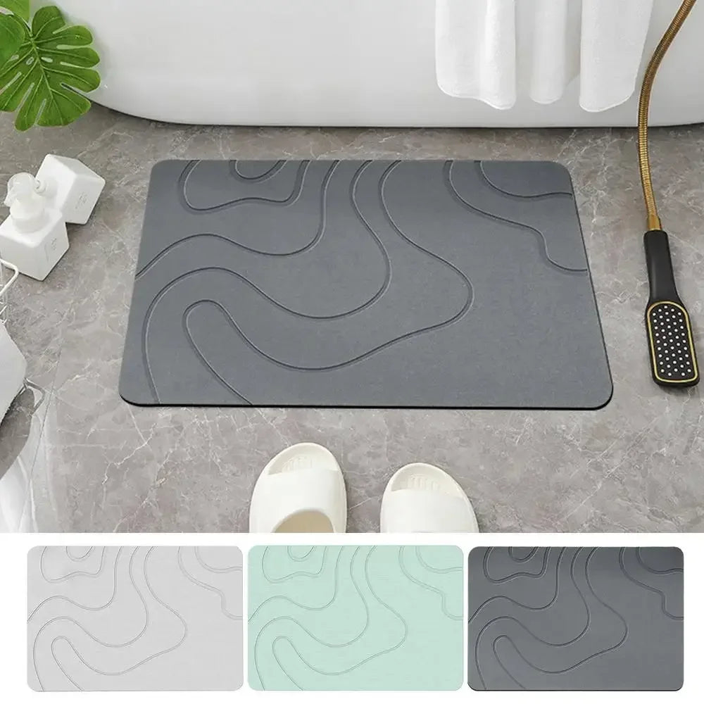 Absorbent Stone Bath Mat Toilet Door Non-slip Mat Entryway Rugs Bathroom Rugs FloorMat Quick Drying Diatomite Stone Shower Mats