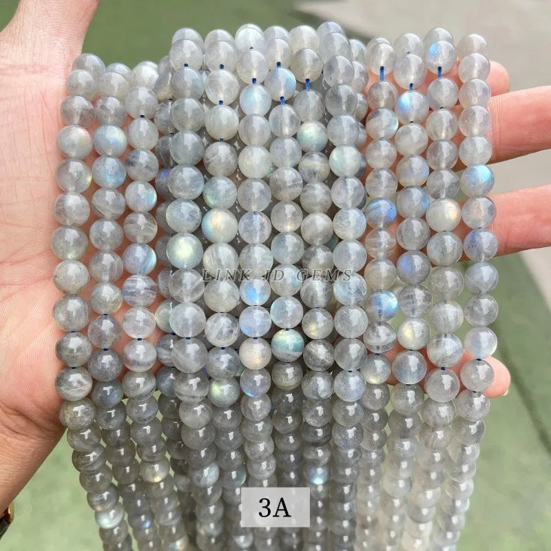Natural Black Sunstone Moonstone Beads Round Loose Spacer Gems Charm Bead For Jewelry Making DIY Bracelet Necklace Accessories