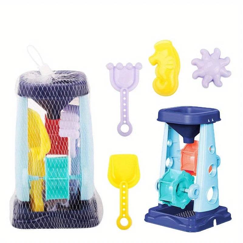 Beach Toy Set for Kids Sand Wheel Sand Bucket Scooter Shovel Rake Sailboat Hourglass Cute Molds Summer Outdoor Sandbox Sand Toys - AIAZ