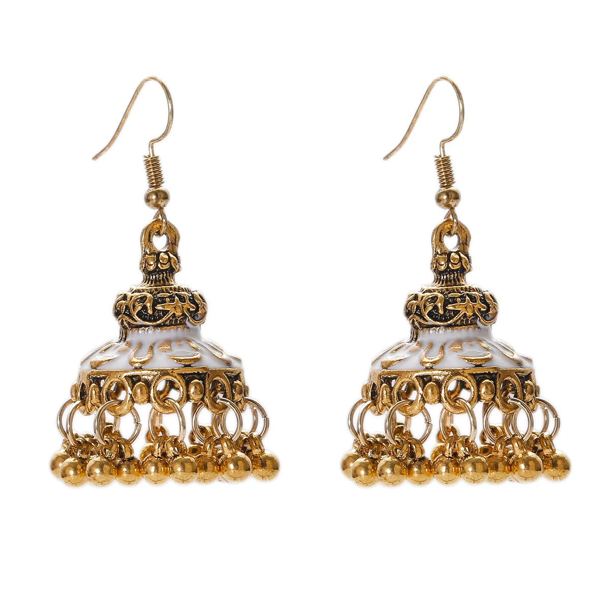 Boho Afghan Ethnic Drop Earrings For Women Pendient Gold Color Gyspy Silver Color Bell Ladies Indian Earring Jewelry