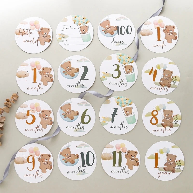 Newborn Milestone Cards Paper Number Monthly Memorial Milestone Photo Cards Commemorative Baby Birth Baby Photography Props