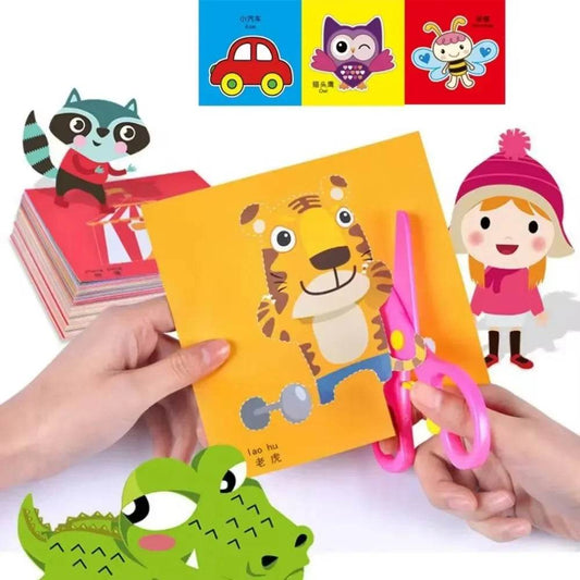 48Pcs Handmade Paper Cut Book Kids Craft Toys DIY Cartoon Scrapbooking Paper Art Toys Kids Learning Toys for Children Gifts - AIAZ