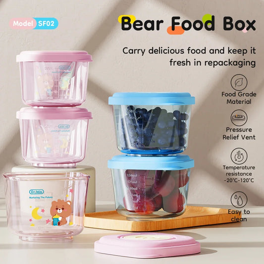 4pcs 150ml Cartoon Baby Food Containers Safe PP Material Heated And Refrigerated Feeding Boxes with Measurement Scale Lines