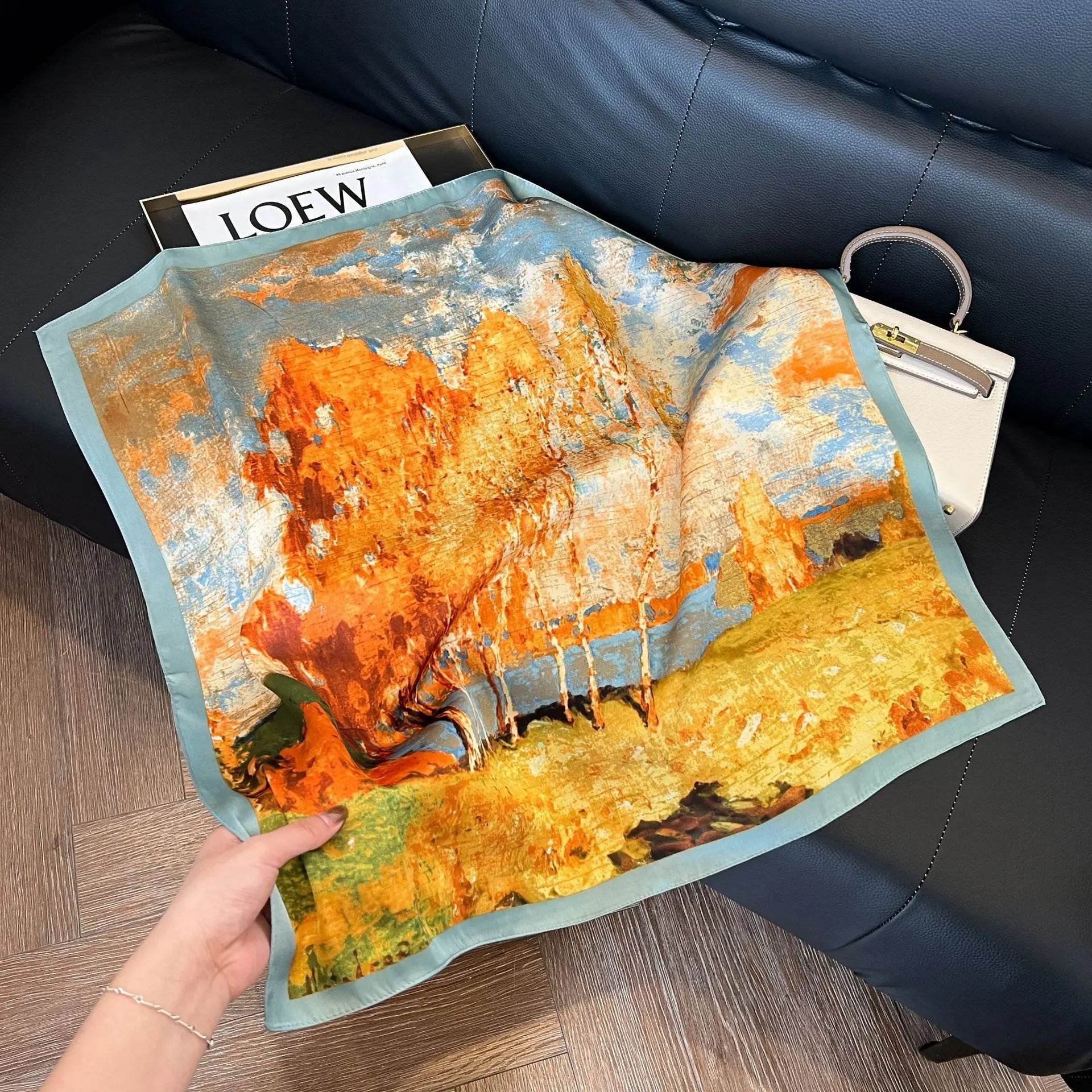 2024 New Leopard Print Square Scarf Women's Imitation Silk Scarf Casual Versatile Decoration Small Neck Scarf 70CMx70CM - AIAZ