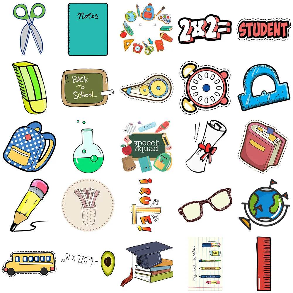 10/30/50Pcs Start of school season supplies stickers For Suitcase Skateboard Laptop Luggage Phone Styling DIY Decal Pegatina - AIAZ