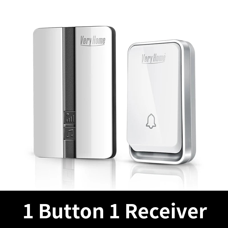 VeryHome Wireless Doorbell Waterproof Self-powered Button Smart Door Bell Sets Home Welcome Outdoor House Chimes  Receiver