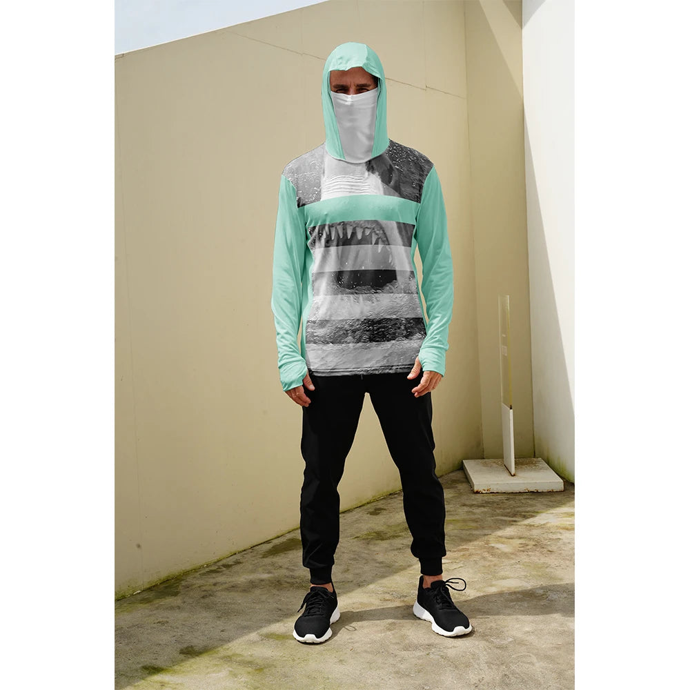 Fishing Shirts Long Sleeve Hoodie UPF 50+ T-shirt Tops Sun Protection Jersey Men's Face Mask Fishing Clothes
