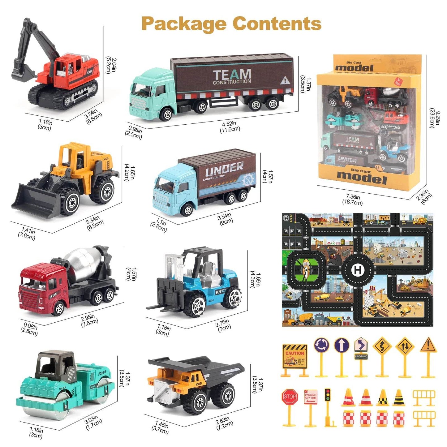 6pcs/set Alloy Engineering Truck Toy Car Classic Construction Model Vehicle Loader Tractor Excavator Toys for 3 years Boys Gifts - AIAZ