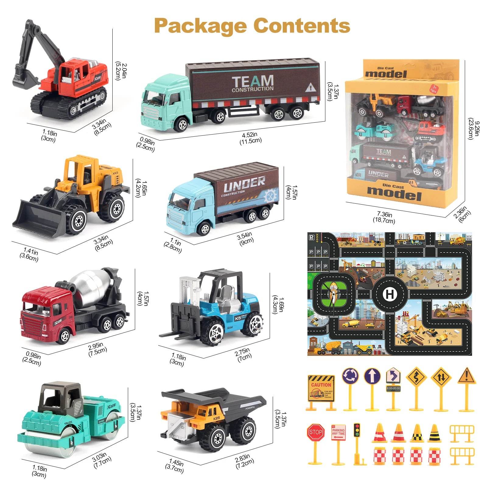 6pcs/set Alloy Engineering Truck Toy Car Classic Construction Model Vehicle Loader Tractor Excavator Toys for 3 years Boys Gifts - AIAZ