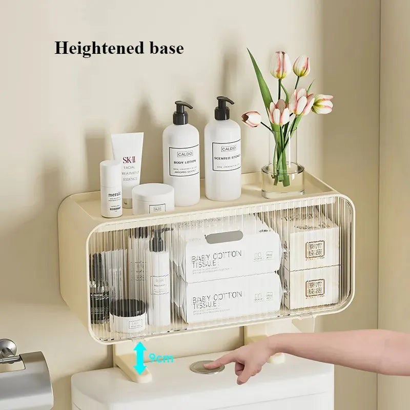 No Drill Wall Mounted Toilet Rack for Bathroom Cabinet Shelf, Plastic Storage Stand, Shower Organizer, Bath Holder Accessories