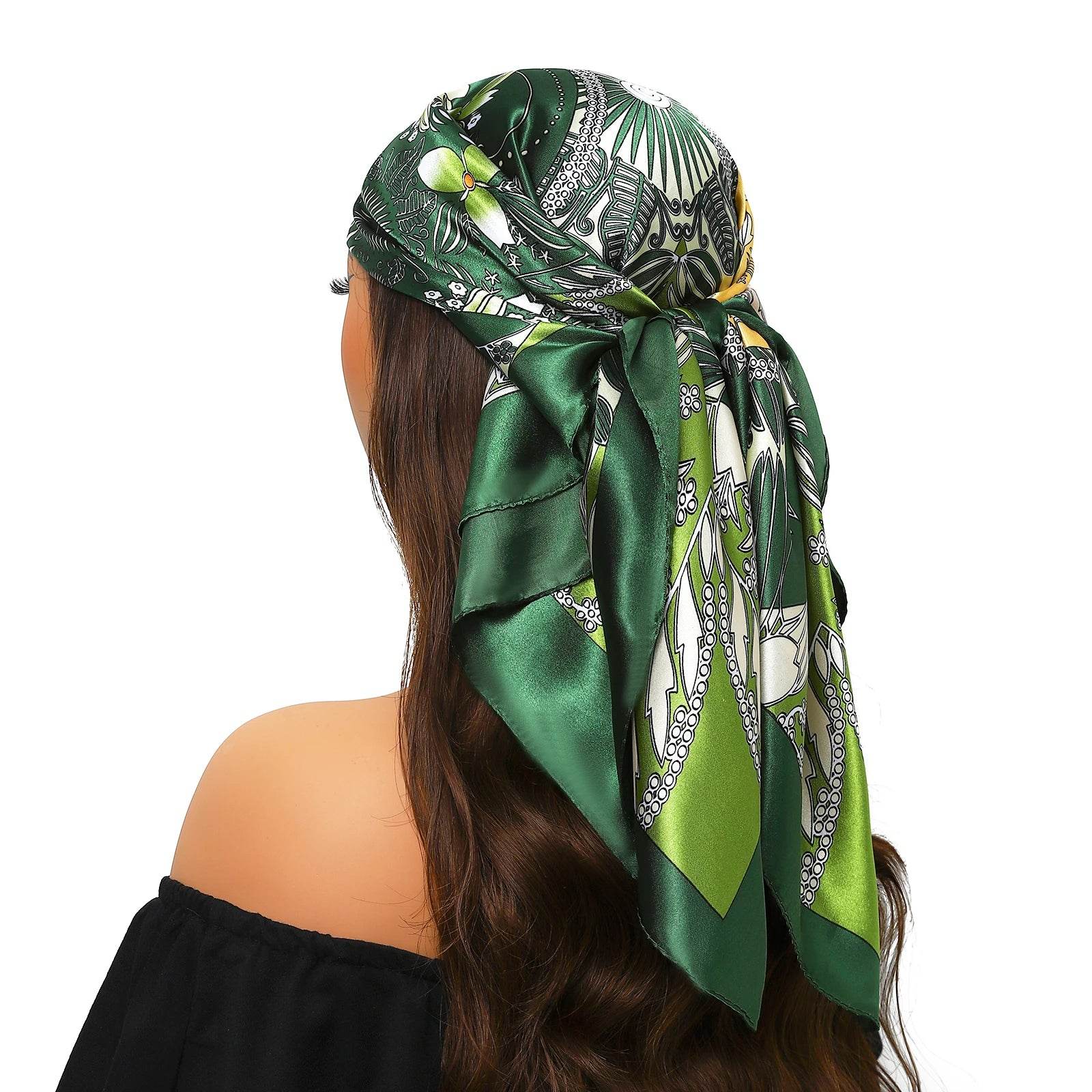 Head Scarf Women Luxury Brand Square 90*90cm Silk Foulard Satin Bandana Cheveux Soft Neckerchief Hijab Hair Scarves For Ladies - AIAZ