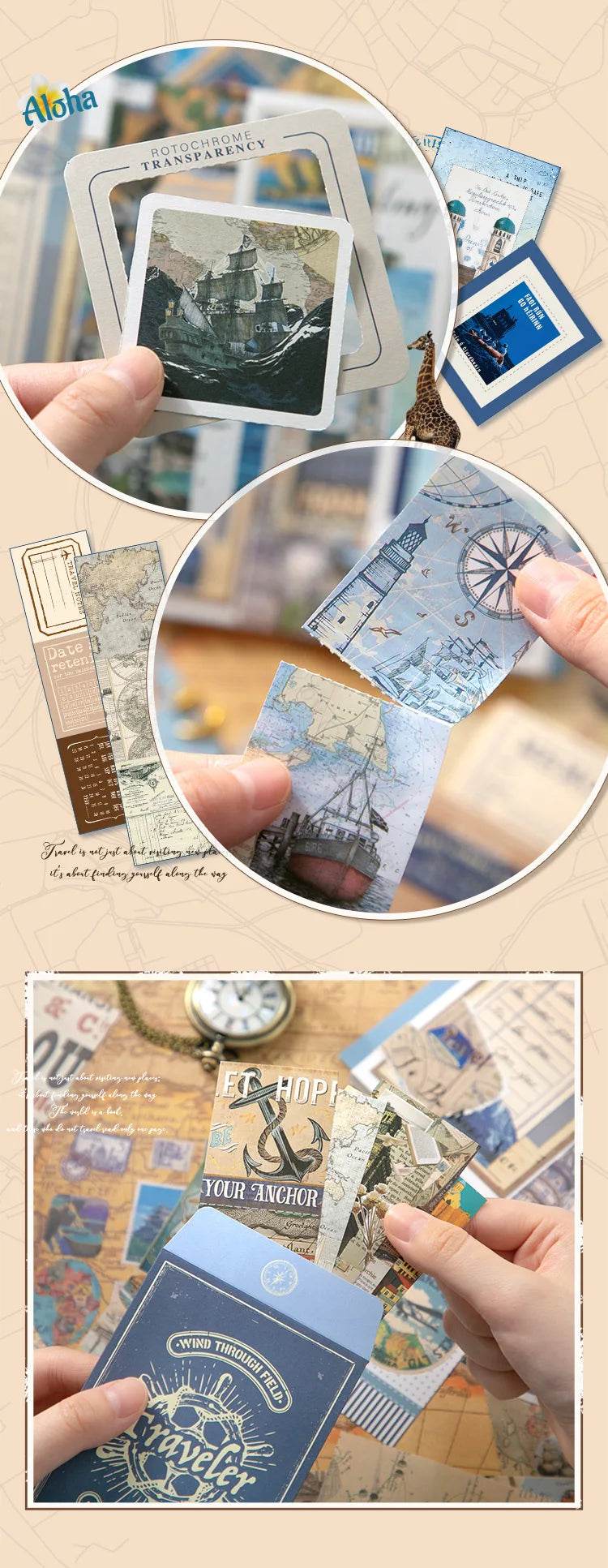 154 Pcs Vintage travel Handbook Gift Boxes School Student Reward Small Gifts Children's Gifts Scrapbook Supplies Stationery Set - AIAZ