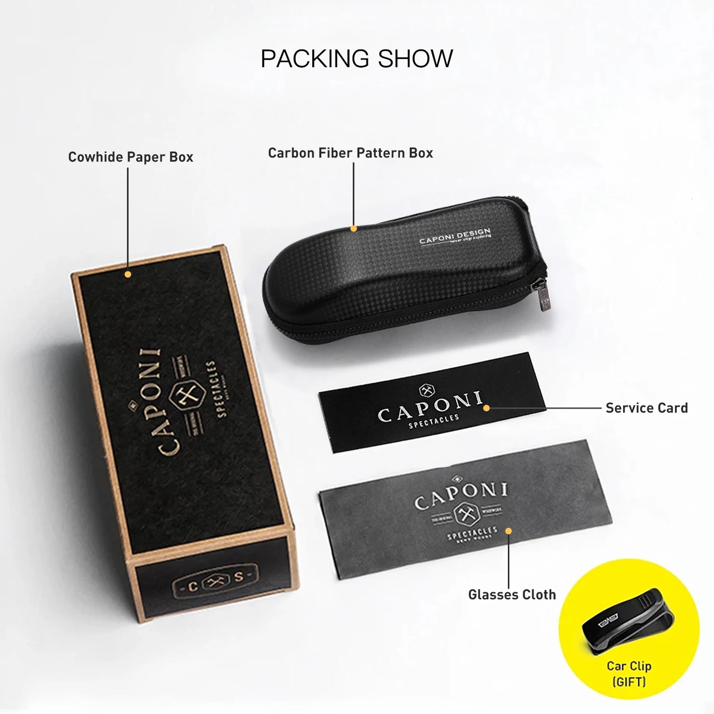 CAPONI Polarized Sunglasses For Men Fashion Pure Ttanium Eyewear Retro Trendy Brand Design Sun Glasses for Driving Shades BS1905