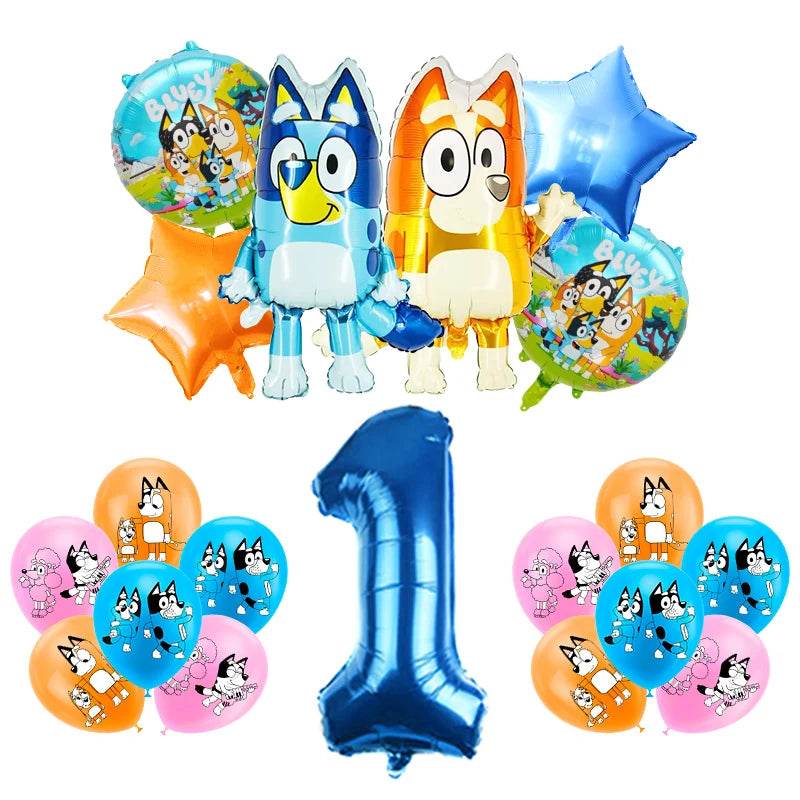 New Bluey Birthday Party Decoration Latex Balloons Bingo Aluminum Film Balloon Disposable Tableware Kids Event Supplies Backdrop - AIAZ
