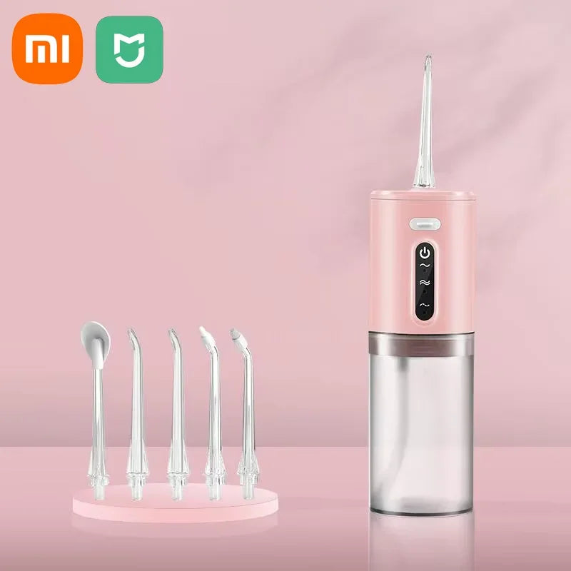 Xiaomi Dental Oral Irrigator 5 Nozzle Portable Dental Water Flosser USB Rechargeable 280ml Three frequency pulses Teeth Cleaner