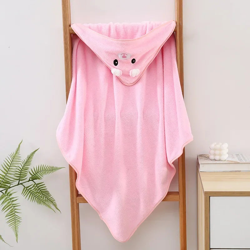 Hooded Coral Velvet Baby Bath Towel Cartoon Baby Elephant Wrap Blanket Super Absorbent Warm Bathrobe Newborn Baby Bath Towel