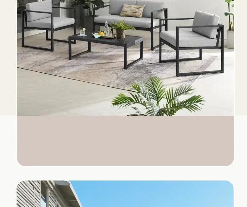 Aluminum Alloy Garden Sofas Waterproof Sunscreen Outdoor Furniture Home Courtyard Balcony Garden Sofa Coffee Table Combination L