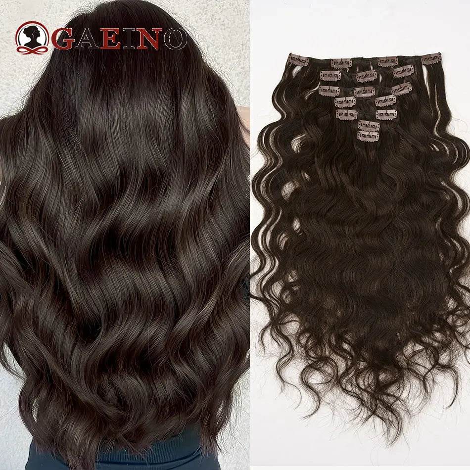 12A Natural Wave Clip In Human Hair Extensions 100% Remy Human Hair Clip In 120G 7Pcs/Set Full Head For Women 14-24Inch - AIAZ