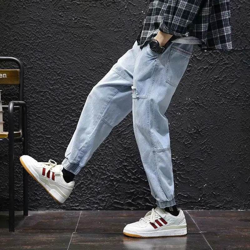 2025 New Streetwear Hip Hop Cargo Pants Men's Jeans Elastic Harun Joggers In Autumn and Spring Men ClothIng - AIAZ