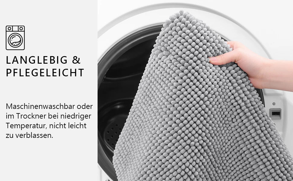 Kitinjoy Luxury Chenille Bath Mat Soft Non-slip Bathroom Shower Rug Extra Absorbent Mat Washable Quick Drying Foot Floor Carpets