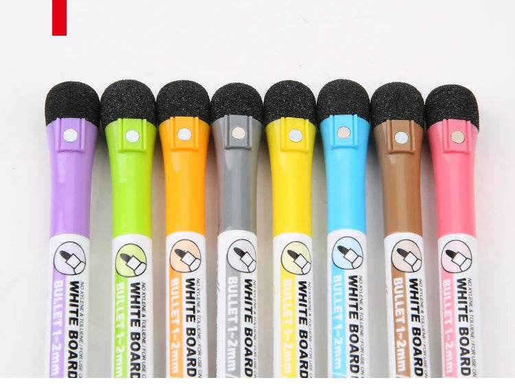 1 Set School Classroom Supplies Magnetic Erasable Whiteboard Pens Markers Dry Eraser Pages Children's Drawing Pen Board Markers - AIAZ