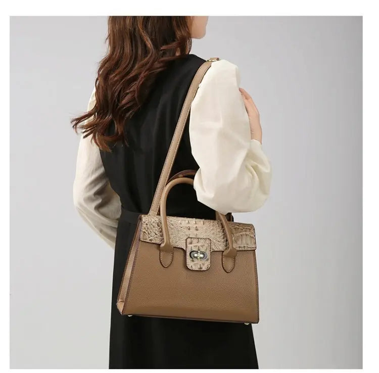 Embossed Handbag for Women 2025 New Fashionable Spacious Soft Leather Woven Rope Shoulder Hand Carry Crossbody Bag