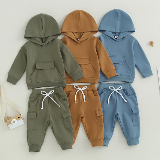 Pudcoco Infant Newborn Baby Boys Pants Set, Long Sleeve Hoodie with Elastic Waist Sweatpants Infant Clothes 0-3T