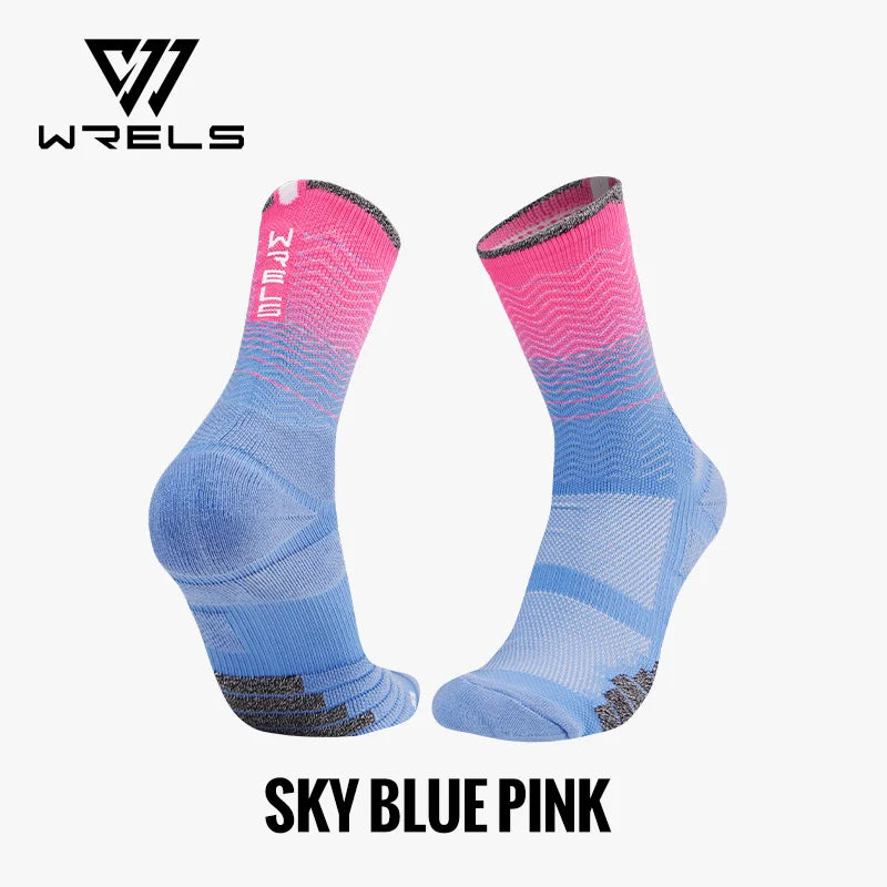 WRELS Socks Athletic Cushion Moisture Wicking Sports Socks Thickening Towel Bottom Sweat Absorbing Shock-absorbing Running Socks