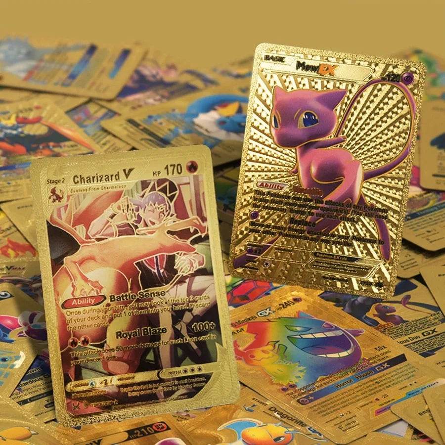 27-110pcs Pokemon Cards Pikachu Gold Silver Black Colorful Vmax GX Vstar Spanish English French German Collection Card Toys Gift - AIAZ
