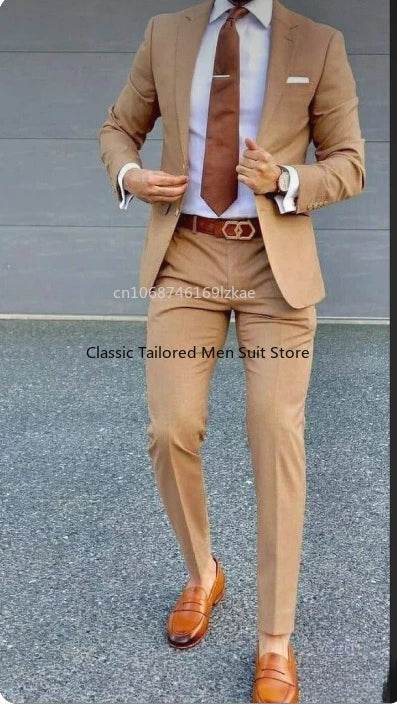 Men's Suit 2 Piece Suit Jacket Pants Formal Wedding Tuxedo Groom Clothes Custom Color Blazer XS-5XL - AIAZ