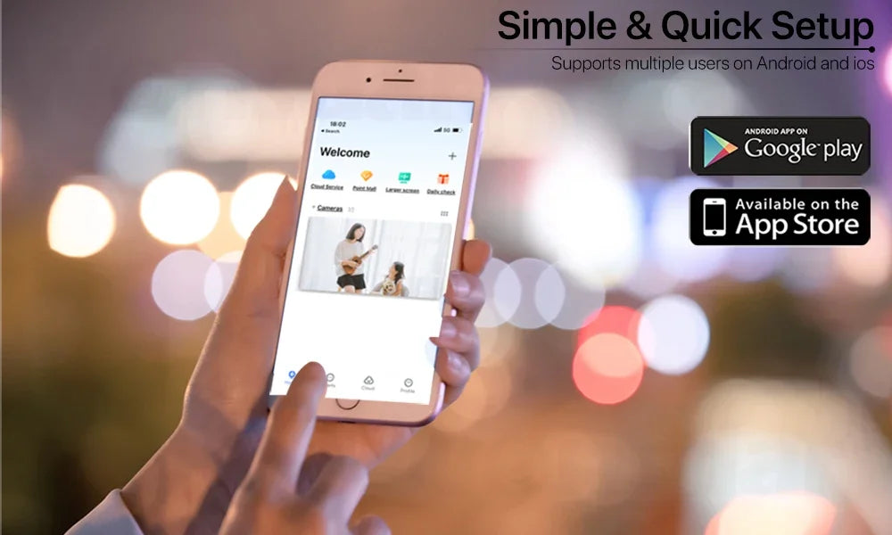 2pcs Quantity 4MP HD IP Camera PTZ WiFi Camera Video Surveillance Home Security Protection Alarm Motion Type-C Detection iCsee