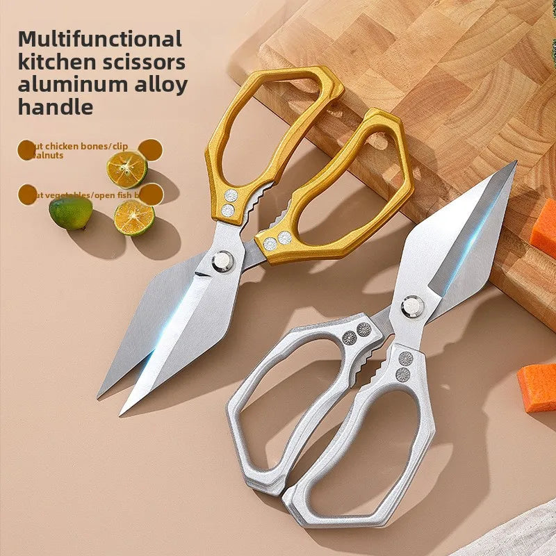 1pc Heavy-Duty Kitchen Scissors Stainless Steel Multi-Purpose Shears for Meat and Roast Cutting Household Cooking Food Scissors