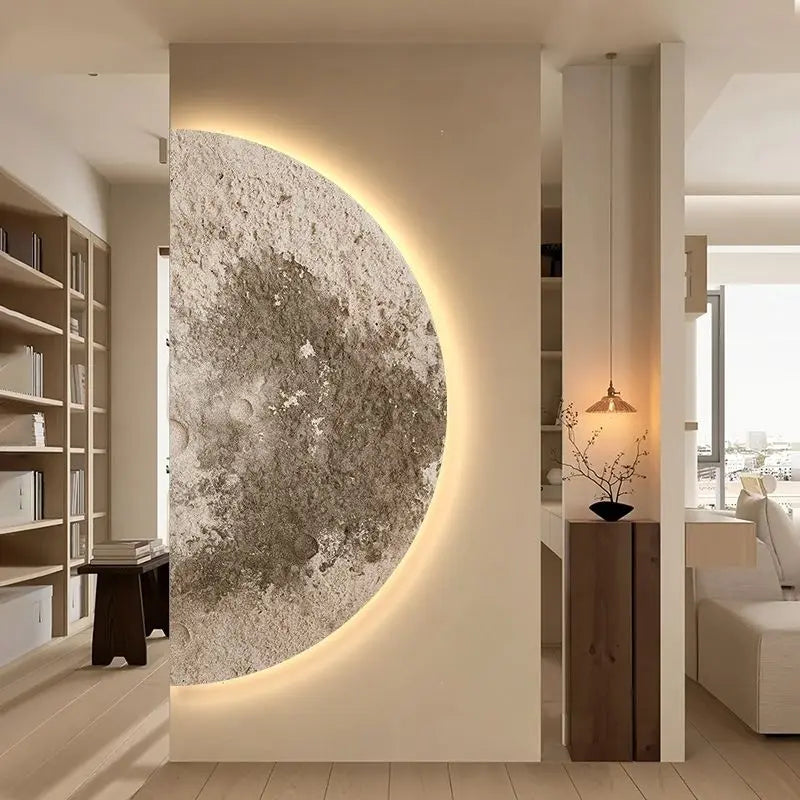 Remote Control Dimming Wall Painting Lamp Creative Minimalist Living Room Background Wall Decor LED Moon Painting Wall Lights