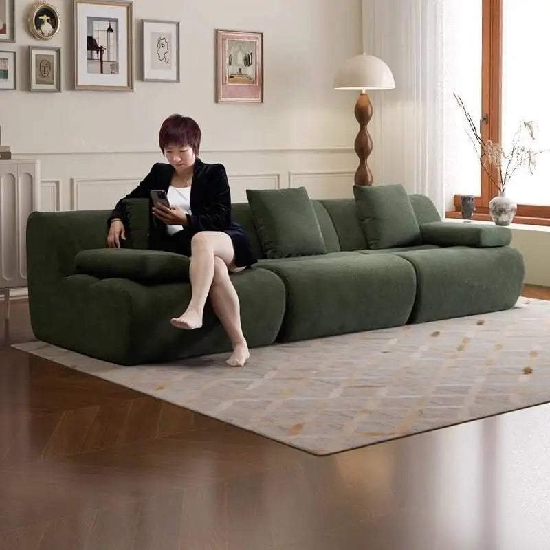 Design Large Green Sofas European Filler Armrest Salon Living Room Sofas Compressed Bedroom Lazy Divano Compresso Home Furniture