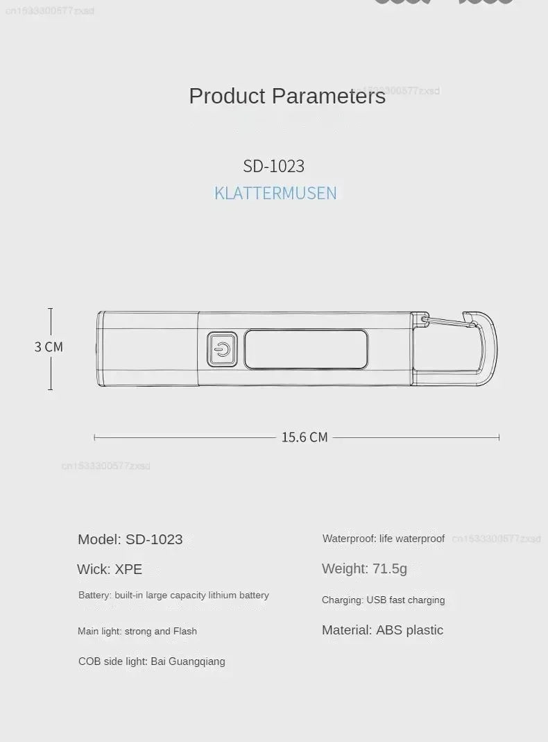 Xiaomi Outdoor Flashlight Portable Strong Light Variable Focus with Floodlight Side Lights Long Range Rechargeable Flashlight