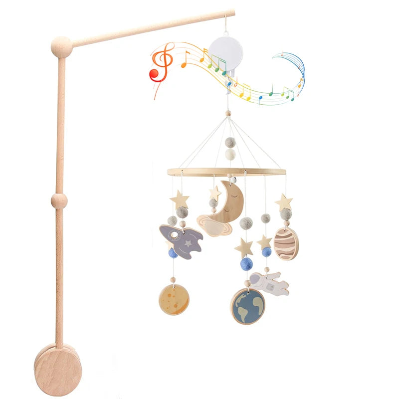 3pc/set Baby Wooden Bed Bell Bracket Mobile Hanging Rattles Toy Hanger Baby Crib Mobile Bed Bell Wood Toy Holder Arm Bracket