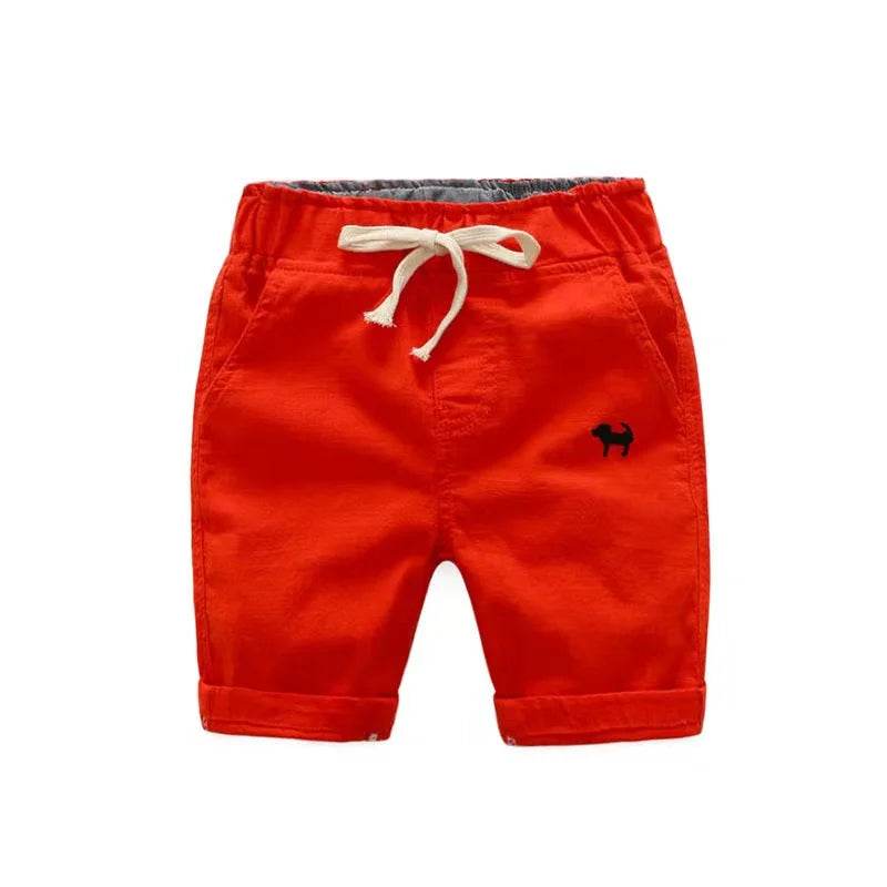 2024 Summer Boys Casual Shorts Children Cotton Elastic Waist Pants Toddler Kids Knee Length Pants Solid Color Baby Boys Clothes - AIAZ