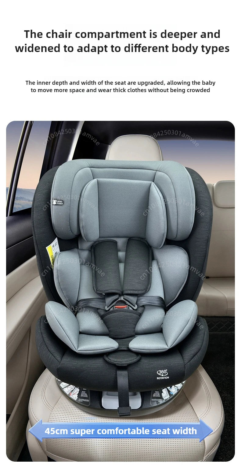 Car safety seat, 0-12-year-old growth type safety seat, ISOFIX hard interface+LATCH stability is good, preventing rollover