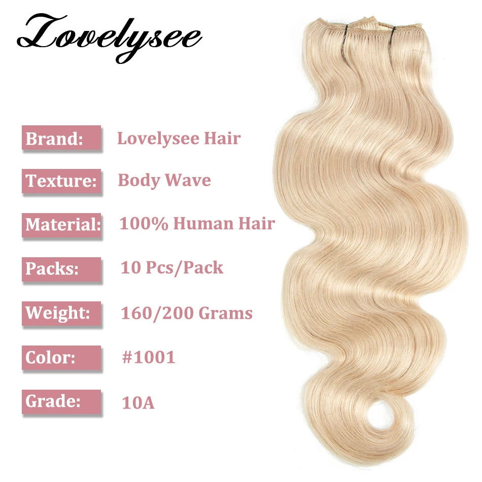 Body Wave Clip In Human Hair Extensions Brazilian 100% Remy Human Hair 10Pcs Clip In Hair Extensions For Women Full Head Clips
