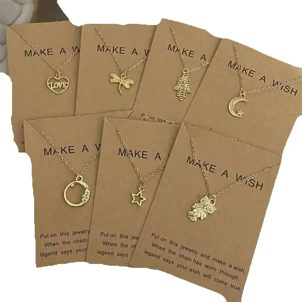 New Fashion Love Heart Pendant Necklace Animial Plam Geometric Trendy Gift Necklace Golden Color Collar Jewelry Wholesale