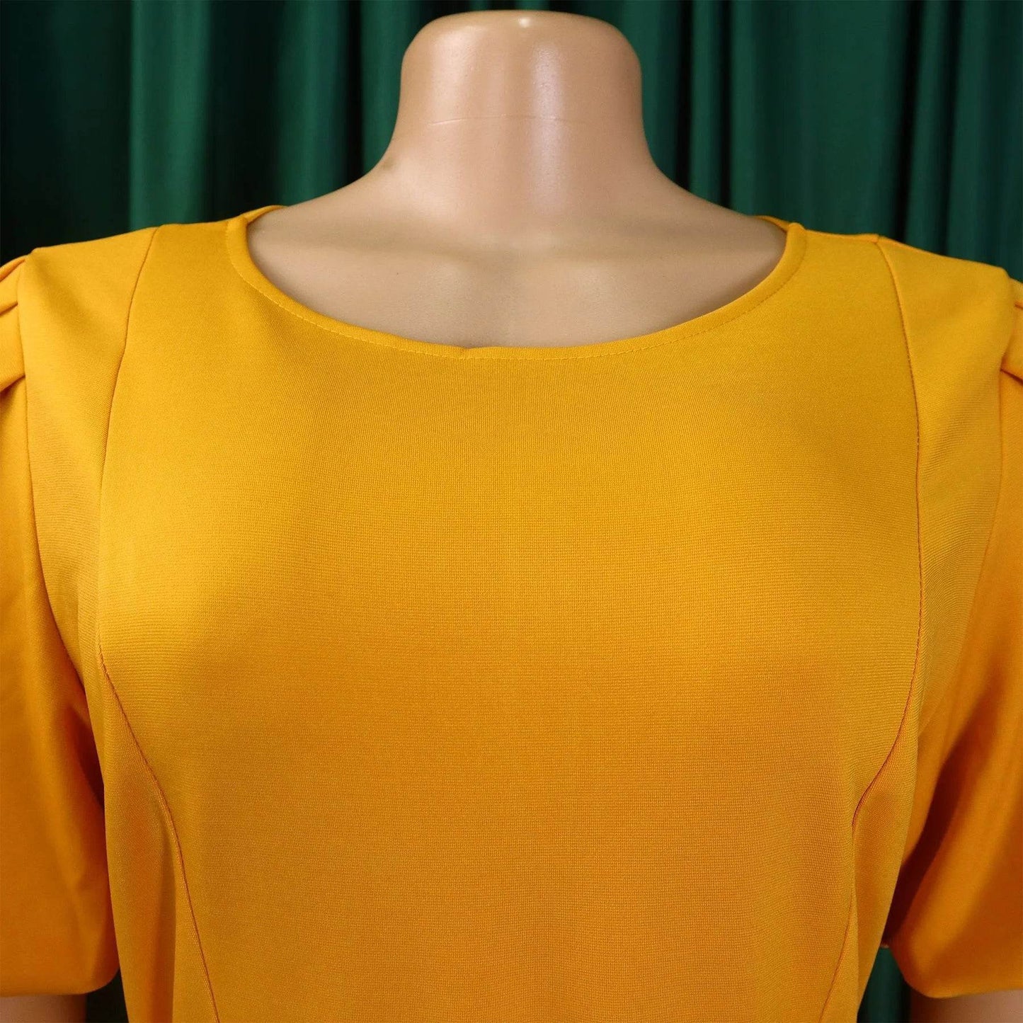 Elegant Office Dress for Women Professional O Neck Short Sleeve Belt Waisted A Line Mid Calf Formal Business Work Dress Midi New - AIAZ