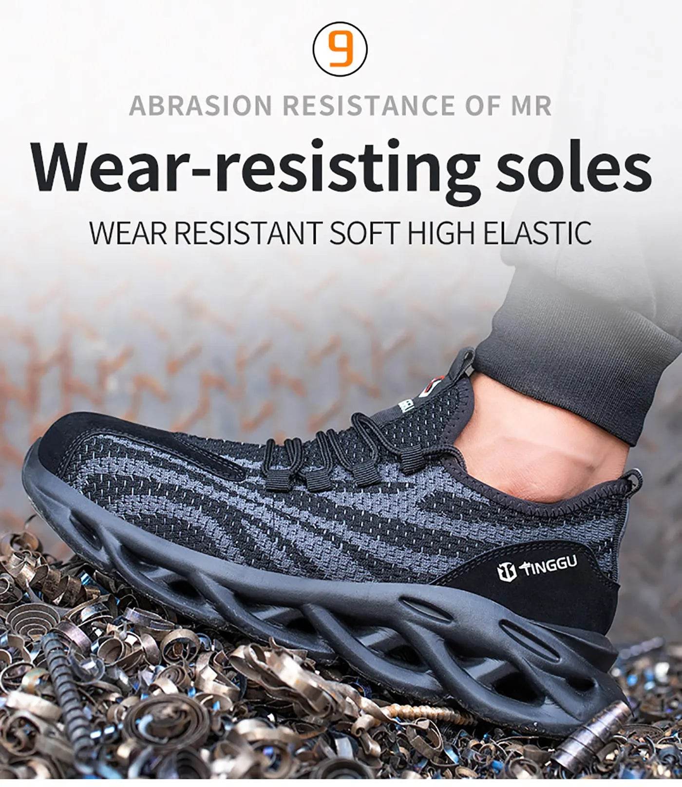 Men's safety shoes are anti impact, anti puncture, soft, comfortable, breathable, anti slip, and wear-resistant work shoes - AIAZ