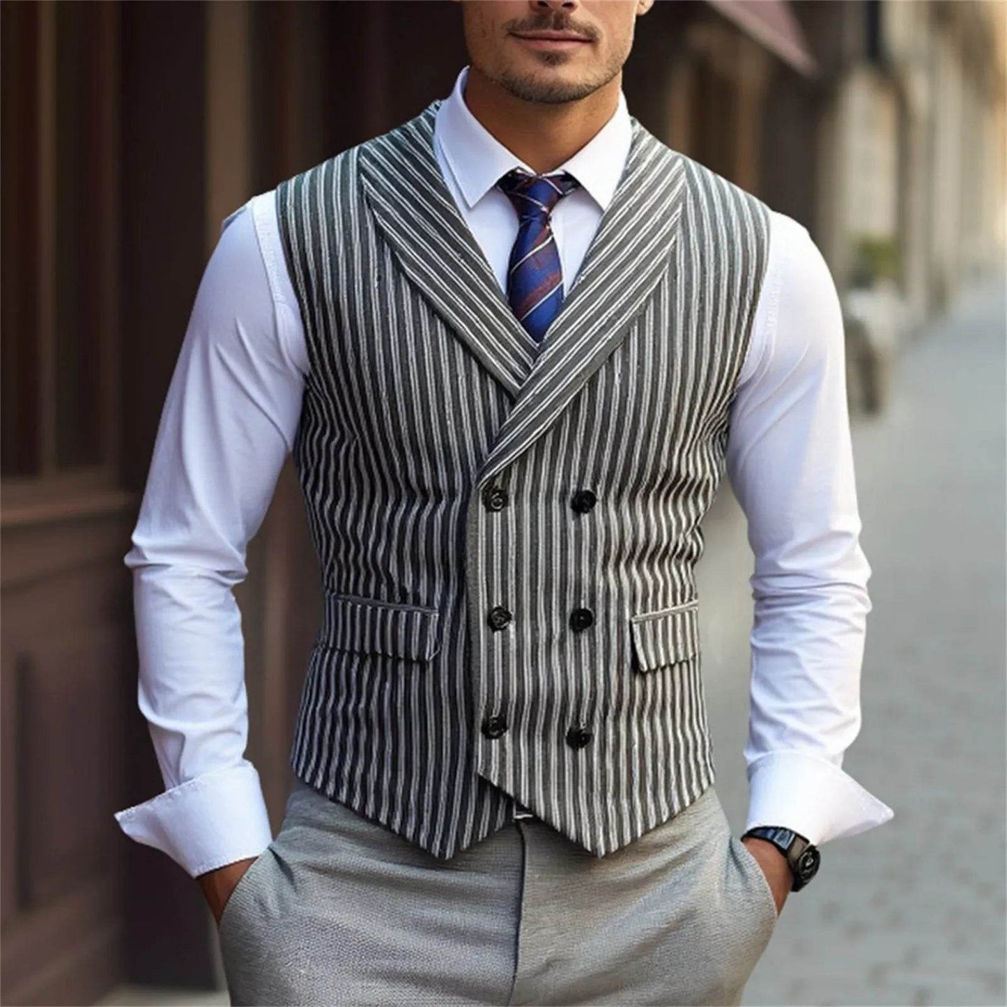 2025 Men's Spring Casual Single Button Suit Vest V Neck New Style British Men's Suit Vest Waistcoat Formal Business Suit Vest - AIAZ