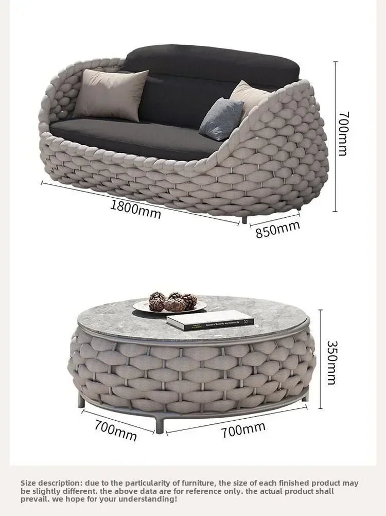 Outdoor Rattan Sofa Courtyard Combination Double Chair Leisure Terrace Villa Living Room Balcony Outdoor Seat Furniture Home