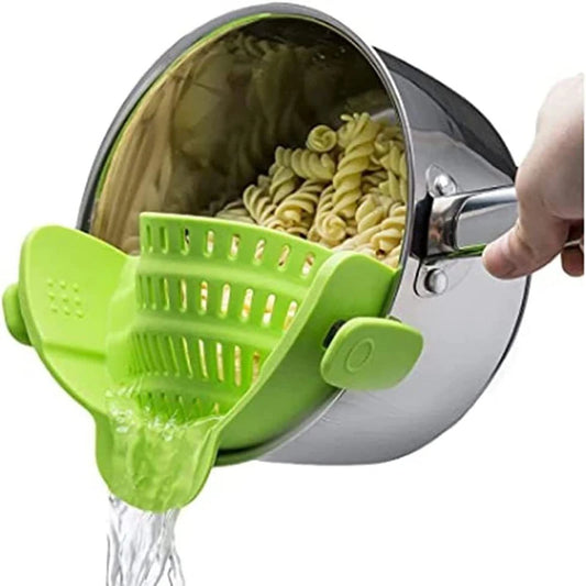 Adjustable Silicone Clip-On Kitchen Strainer for Pots Pans and Bowls Handheld Pasta Strainer Rice Strainer Kitchen Tools